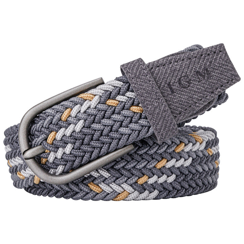 Mens Canvas Woven Elastic Belt with Pin Buckle
