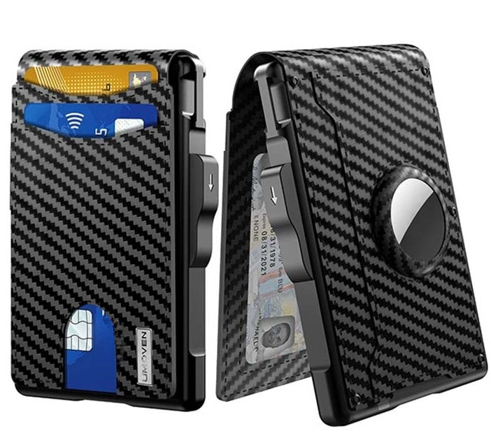 Mens Carbon Fiber Wallet with Airtag Slot
