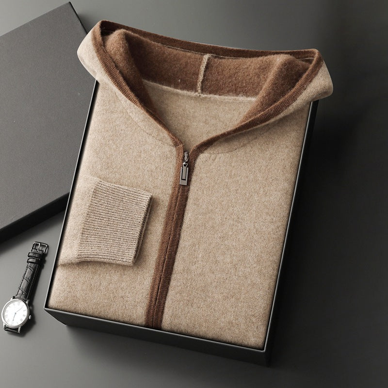 Mens Cashmere Blend Hooded Cardigan
