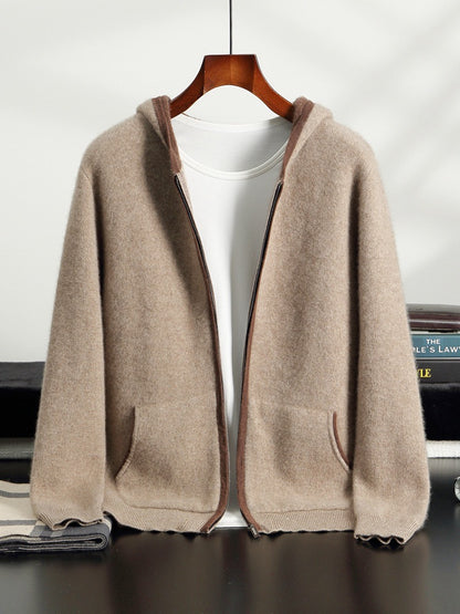 Mens Cashmere Blend Hooded Cardigan