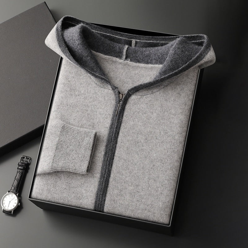 Mens Cashmere Blend Hooded Cardigan