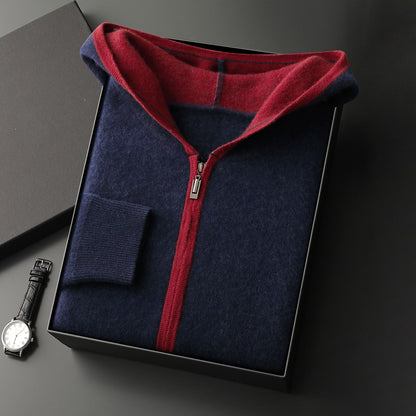 Mens Cashmere Blend Hooded Cardigan