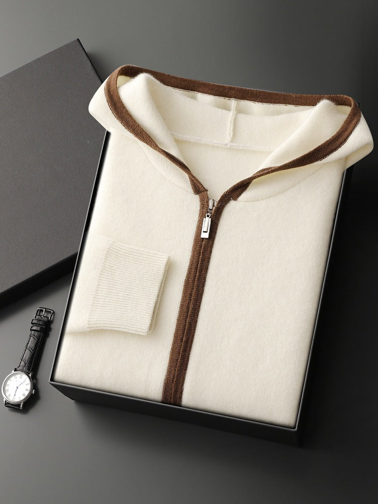 Mens Cashmere Blend Hooded Cardigan