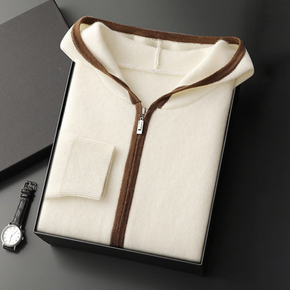 Mens Cashmere Blend Hooded Cardigan