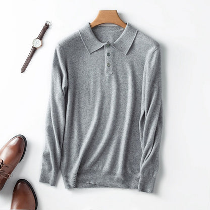 Mens Cashmere Blend Polo Sweater