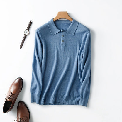 Mens Cashmere Blend Polo Sweater