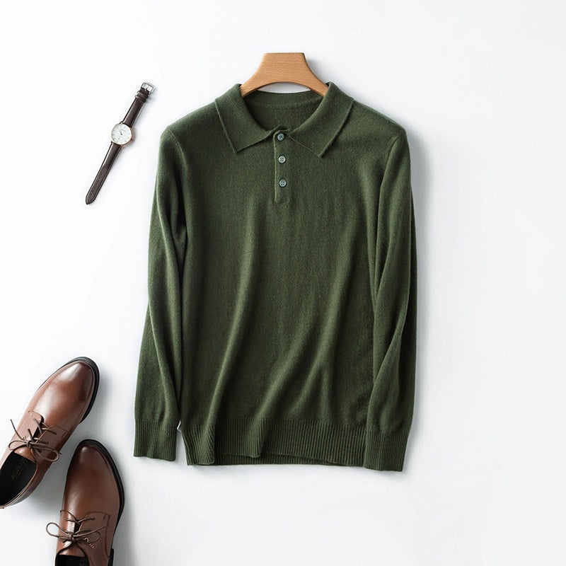 Mens Cashmere Blend Polo Sweater