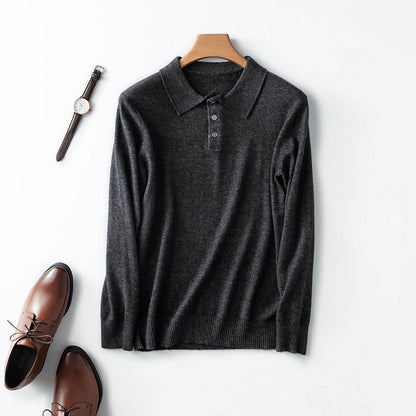 Mens Cashmere Blend Polo Sweater