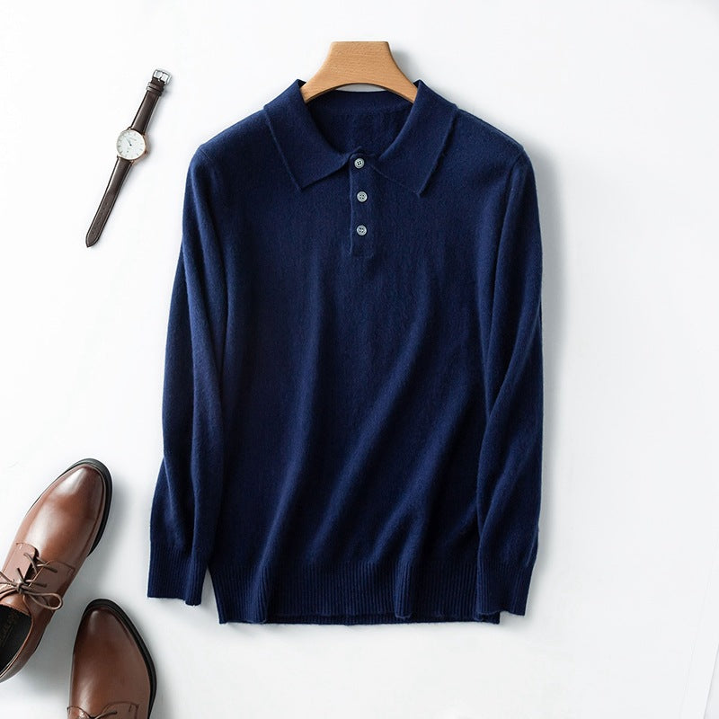 Mens Cashmere Blend Polo Sweater