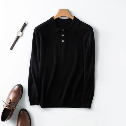 Mens Cashmere Blend Polo Sweater