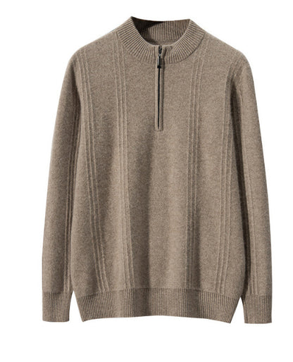 Mens Cashmere Blend Retro Zipper Knit Sweater