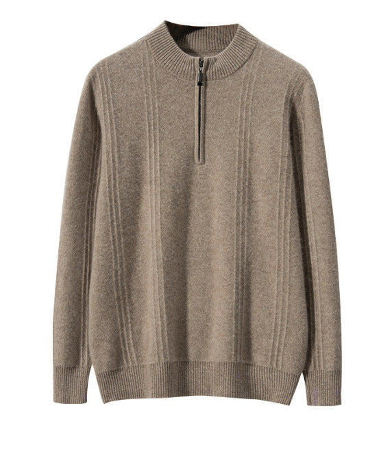 Mens Cashmere Blend Retro Zipper Knit Sweater