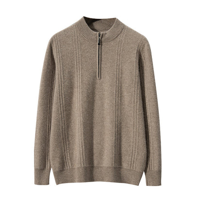 Mens Cashmere Blend Retro Zipper Knit Sweater