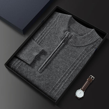 Mens Cashmere Blend Retro Zipper Knit Sweater