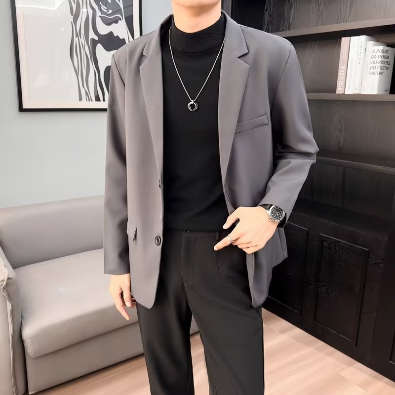 Mens Casual Blazer Lightweight Korean Style Jacket