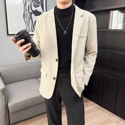 Mens Casual Blazer Lightweight Korean Style Jacket