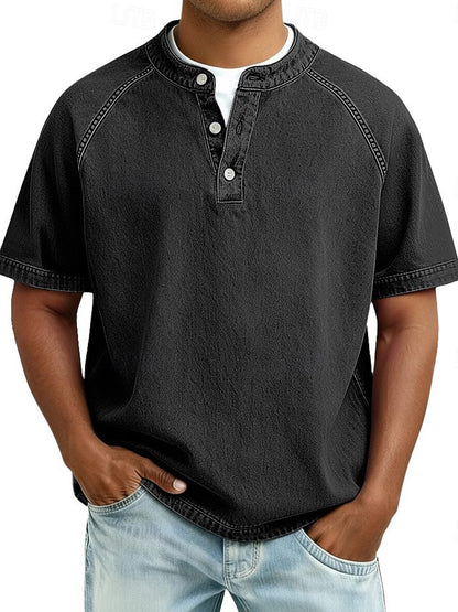 Mens Casual Button-Up Polo Shirt