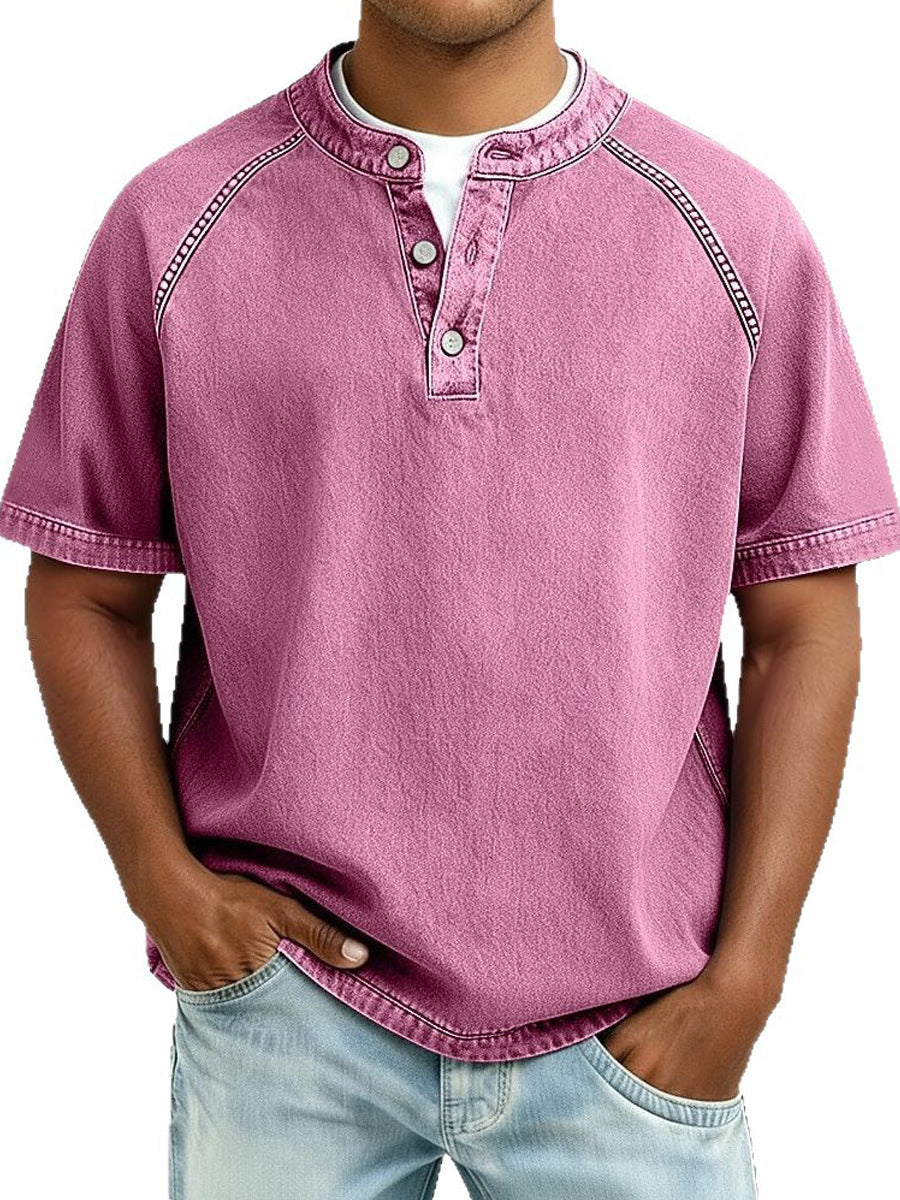 Mens Casual Button-Up Polo Shirt