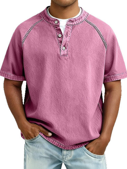 Mens Casual Button-Up Polo Shirt