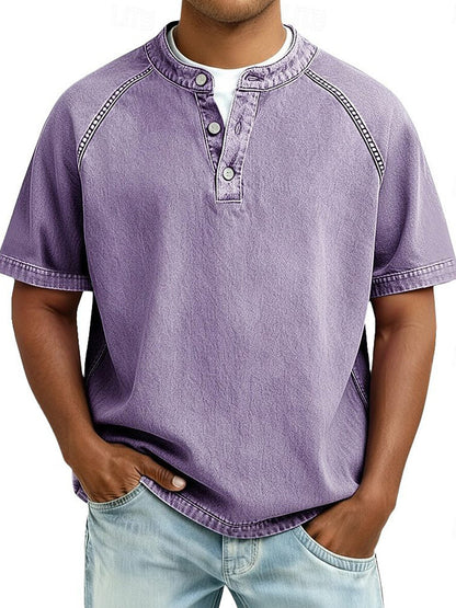 Mens Casual Button-Up Polo Shirt
