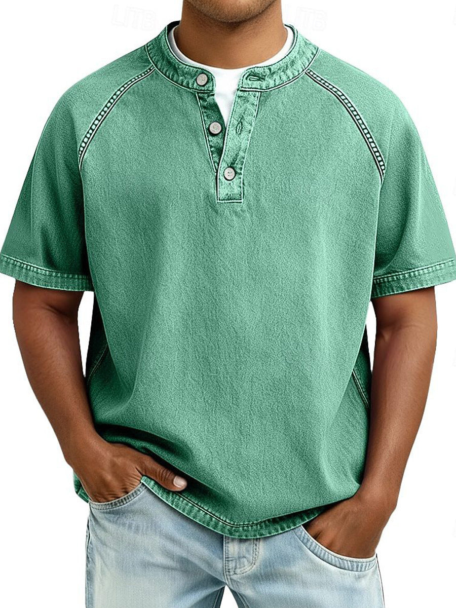 Mens Casual Button-Up Polo Shirt