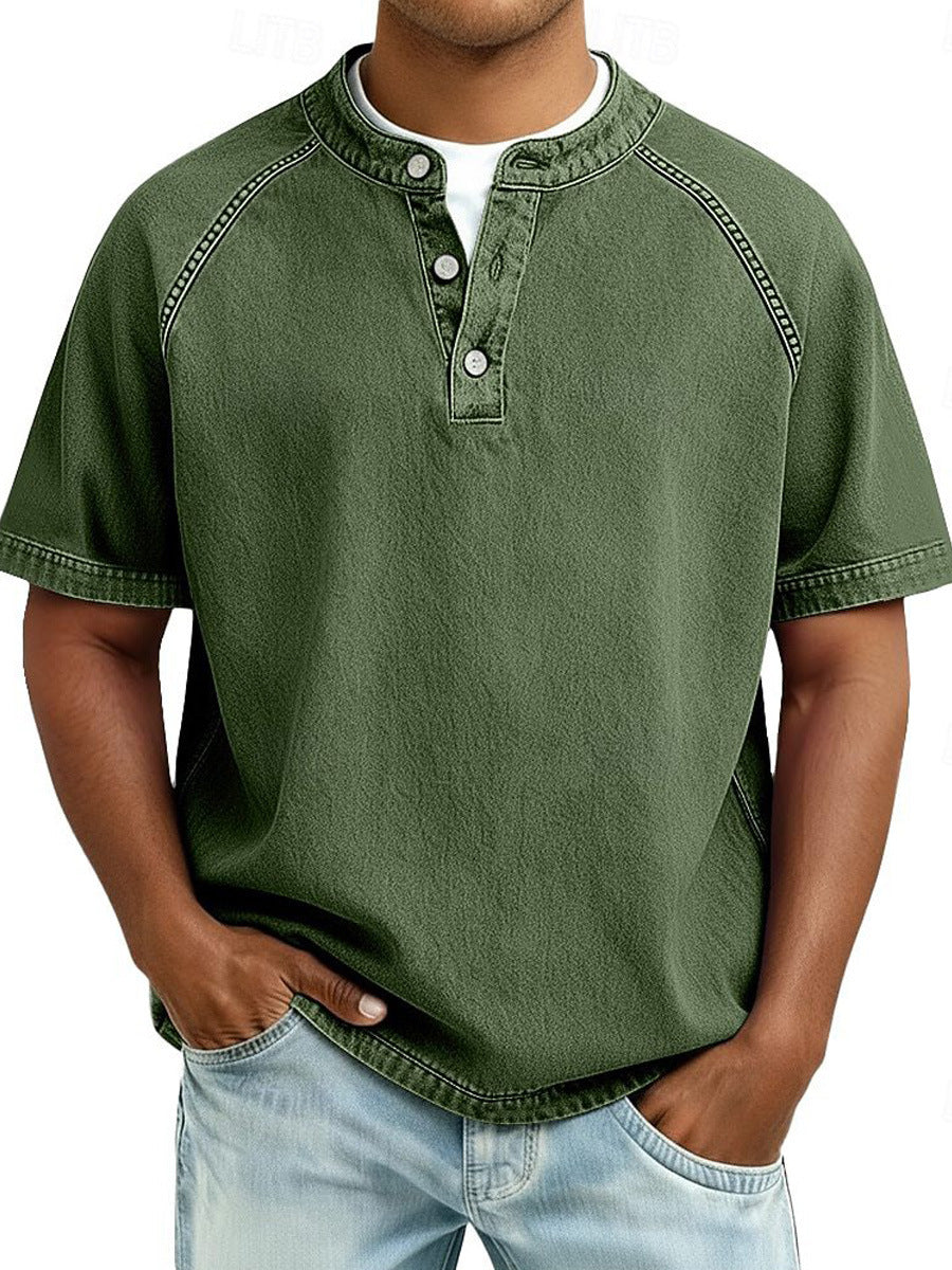 Mens Casual Button-Up Polo Shirt