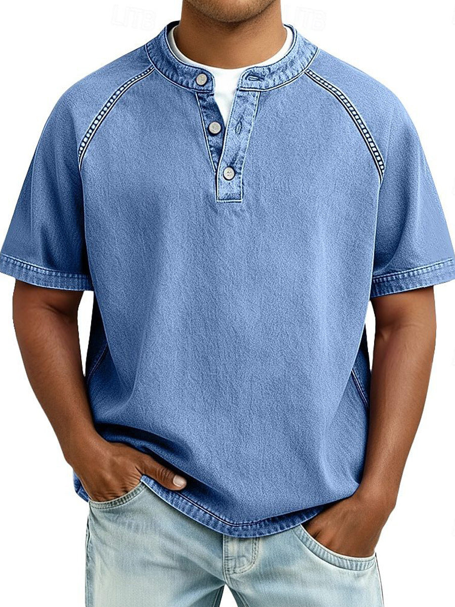 Mens Casual Button-Up Polo Shirt