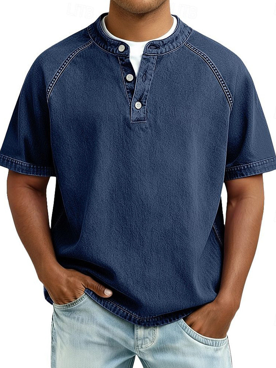 Mens Casual Button-Up Polo Shirt
