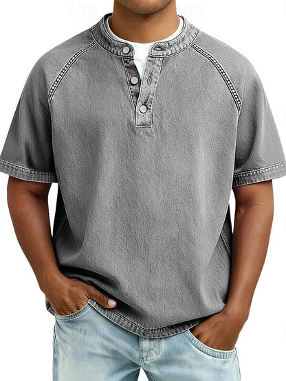 Mens Casual Button-Up Polo Shirt
