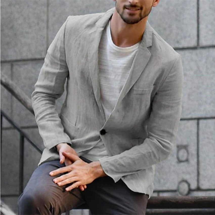 Mens Casual Cotton Linen Jacket