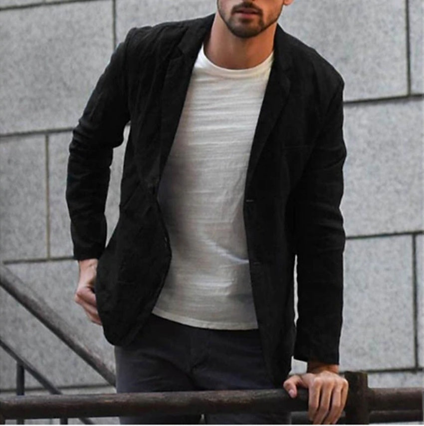 Mens Casual Cotton Linen Jacket