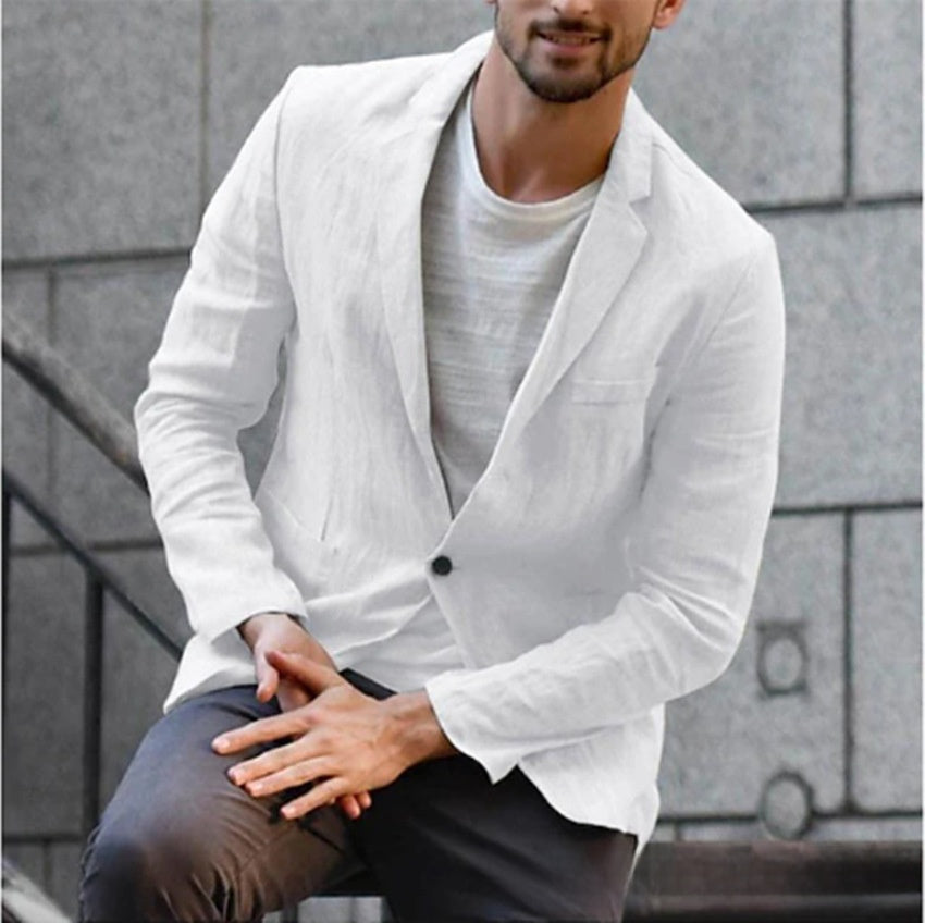 Mens Casual Cotton Linen Jacket