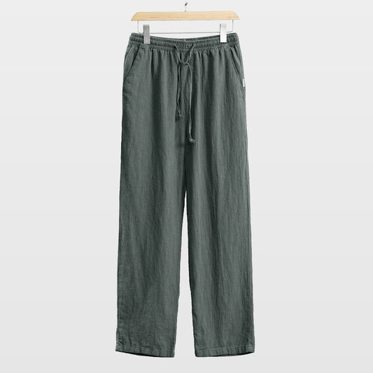 Mens casual cotton linen wide leg pants