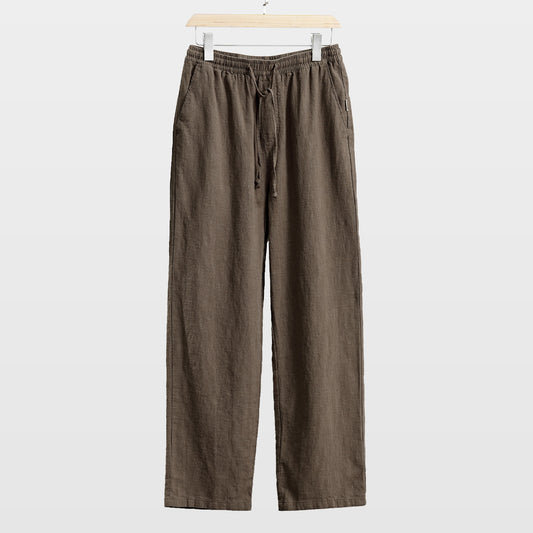 Mens casual cotton linen wide leg pants