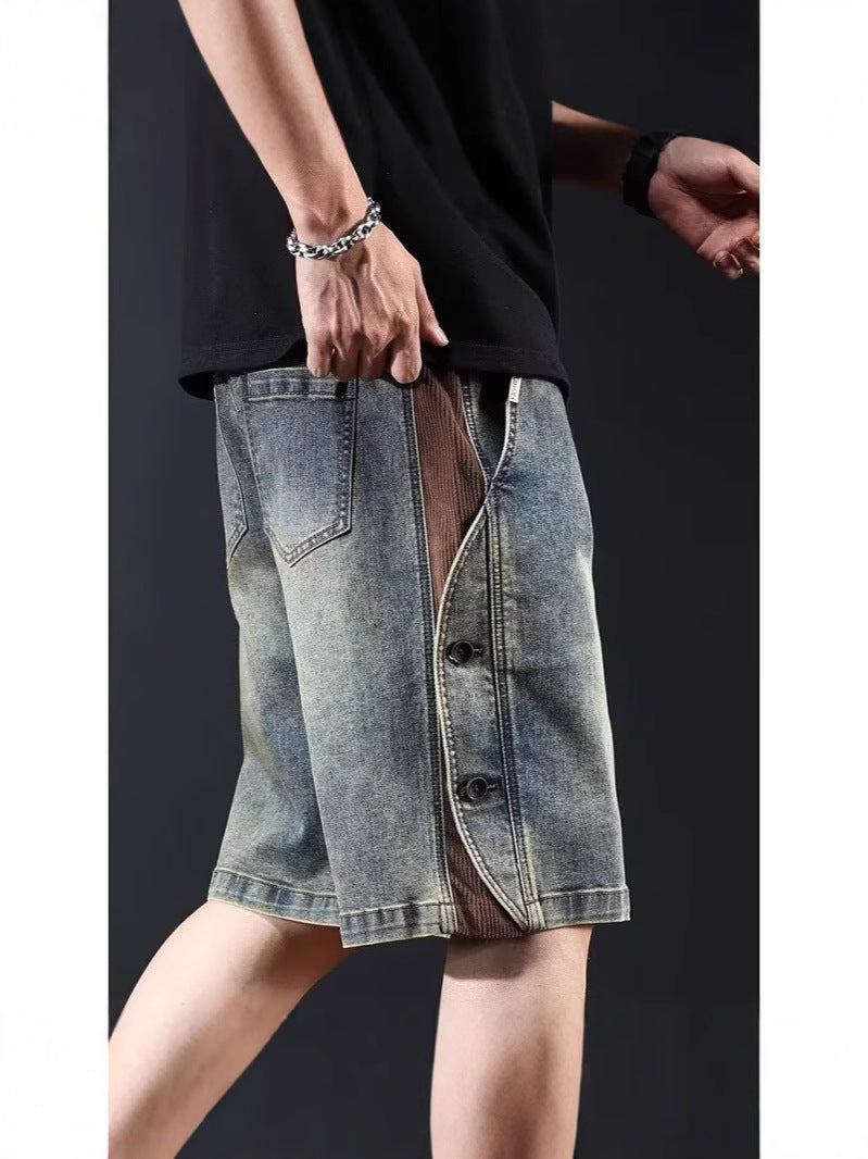 Mens Casual Denim Cargo Shorts