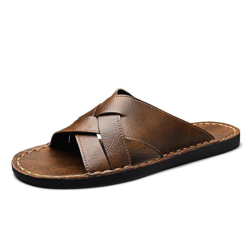Mens Casual Flat Slippers with One Strap