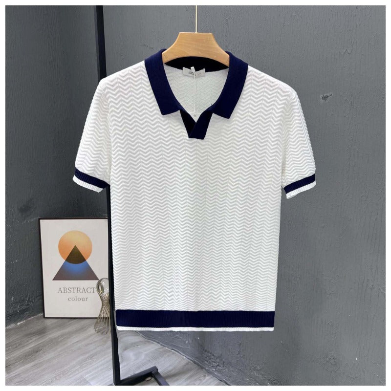 Mens Casual Knitted Polo Shirt