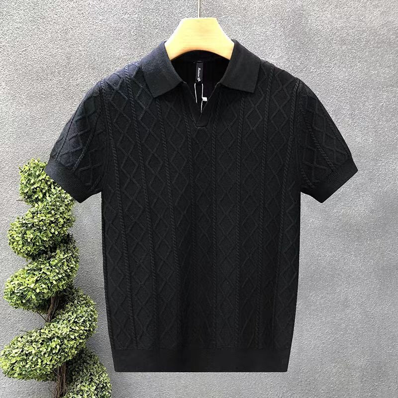 Mens Casual Knitted Polo Shirt