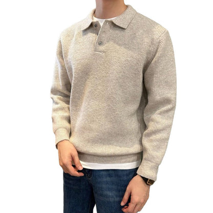 Mens Casual Lapel Knit Sweater