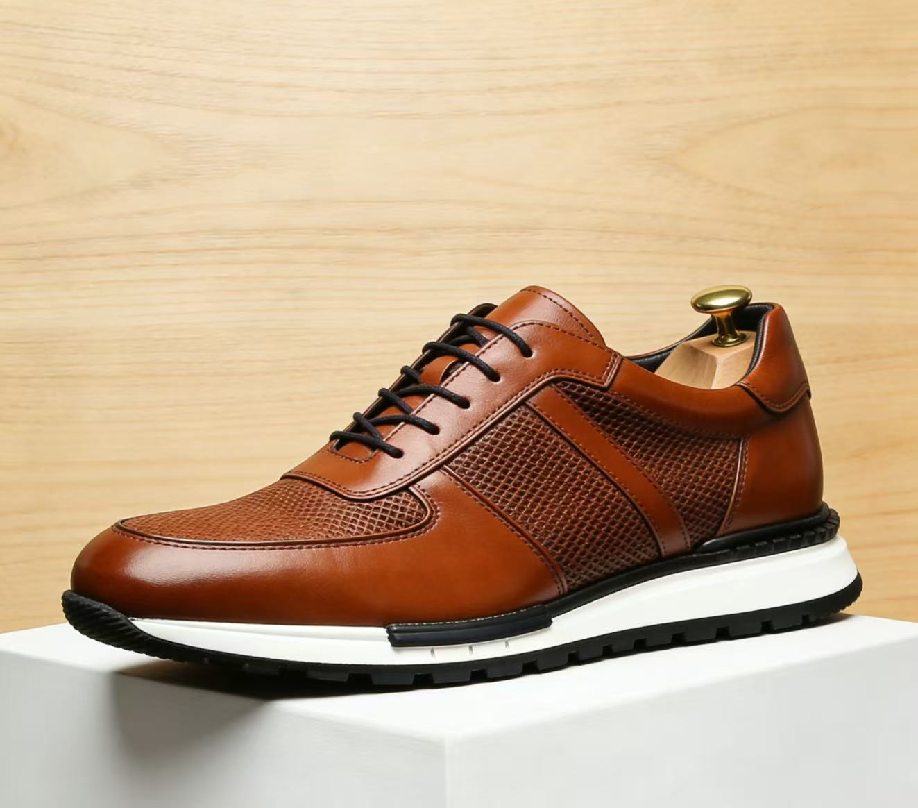 Mens Casual Leather Shoes Breathable Anti-Slip