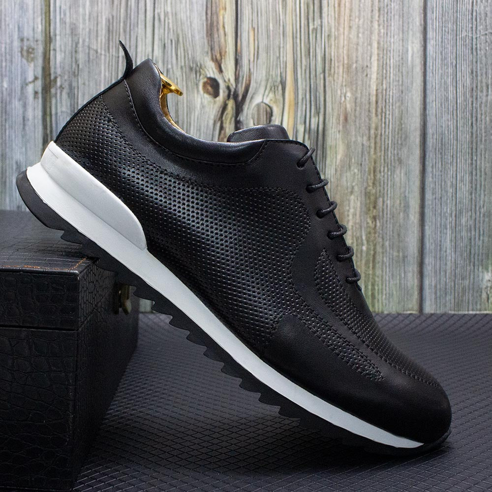 Mens Casual Leather Shoes Lace-Up Breathable Formal