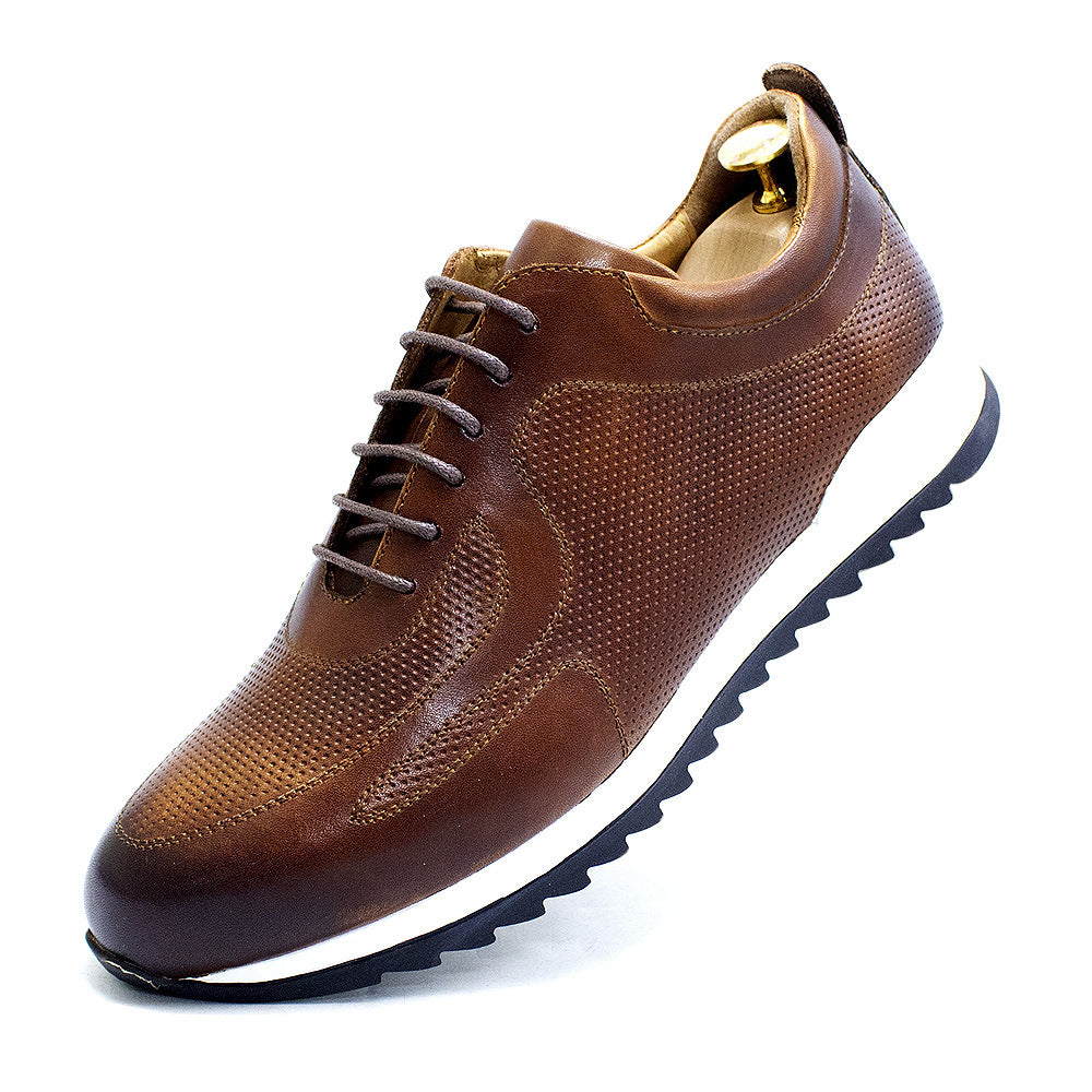 Mens Casual Leather Shoes Lace-Up Breathable Formal