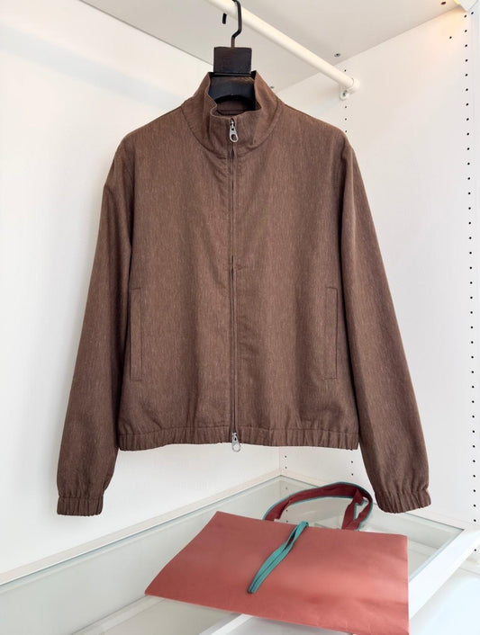 Mens Casual Linen Blend Stand Collar Jacket