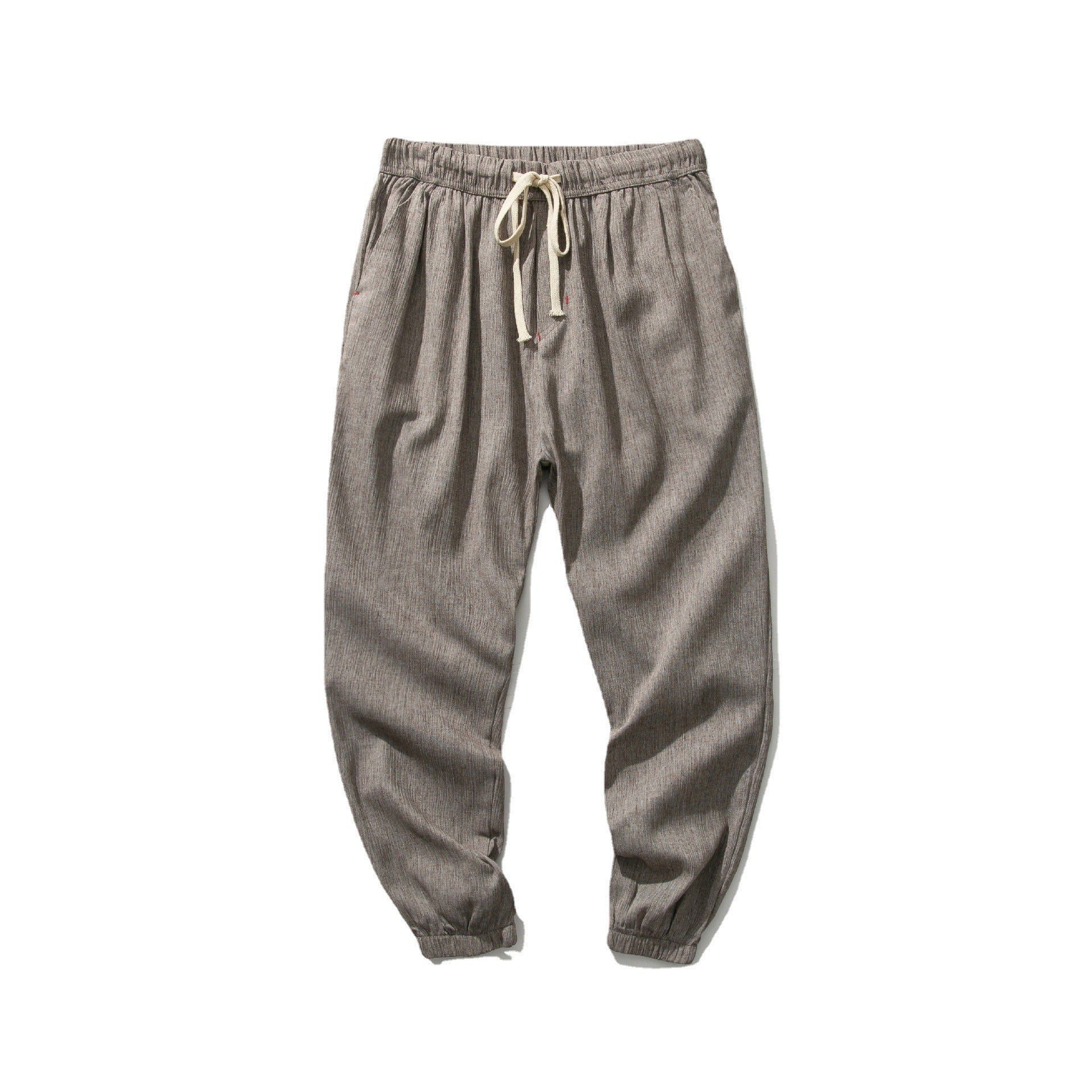 Mens Casual Linen Drawstring Ankle Pants