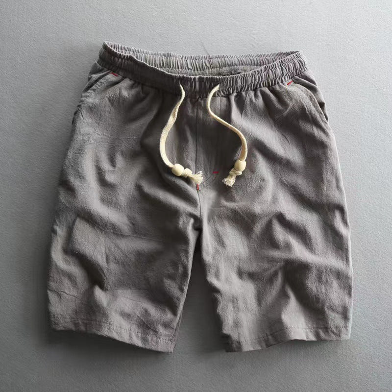 Mens Casual Linen Drawstring Shorts