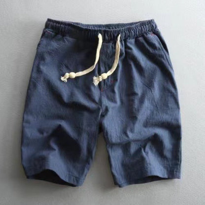 Mens Casual Linen Drawstring Shorts