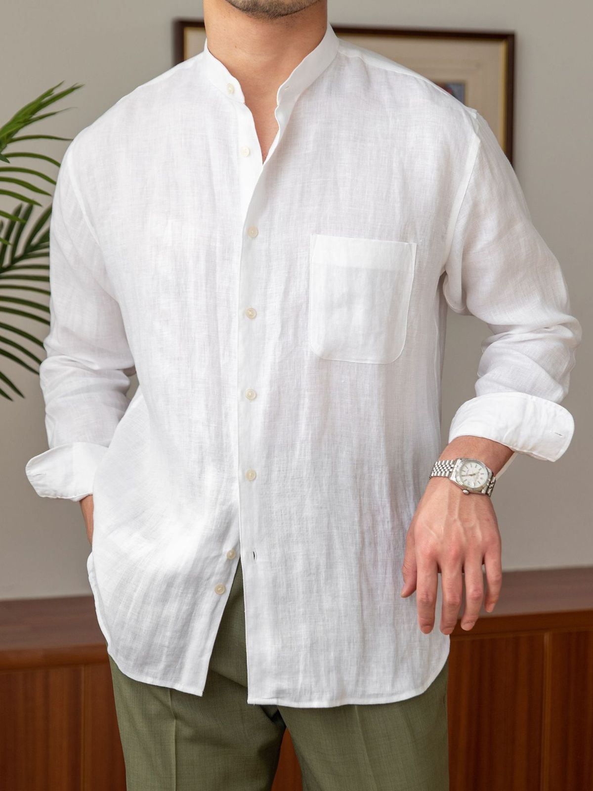 Mens Casual Linen Shirt