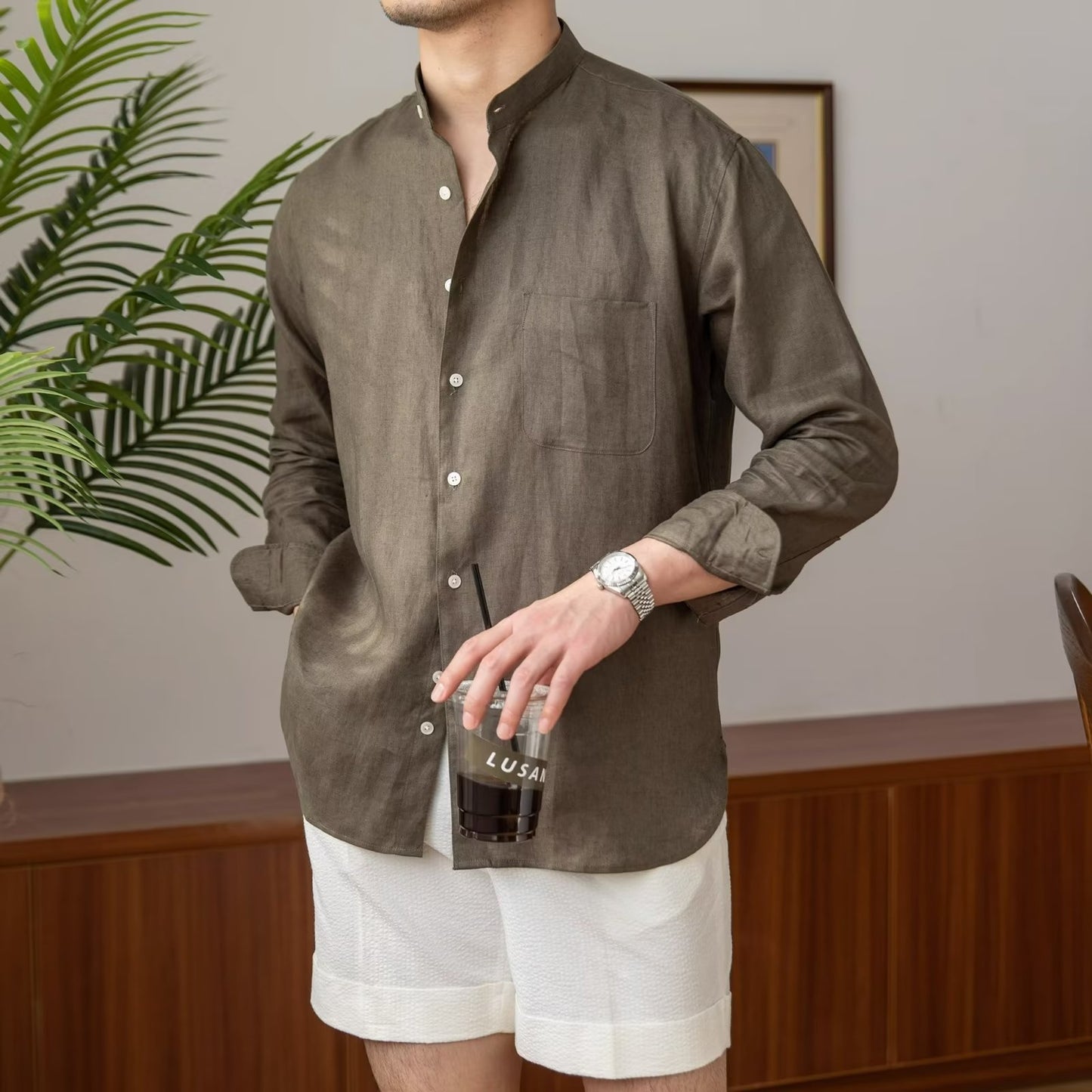 Mens Casual Linen Shirt
