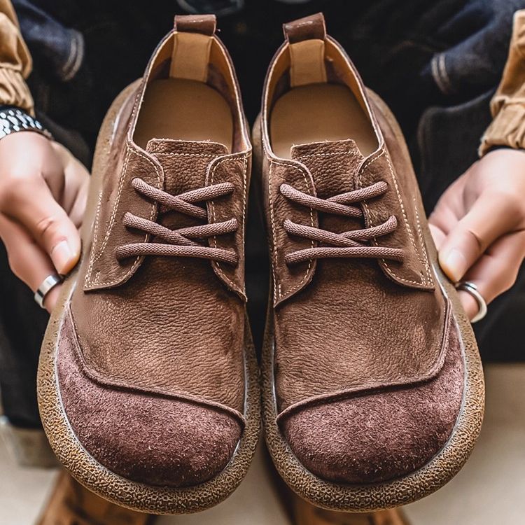 Mens Casual Retro Low-Cut Leather Boots