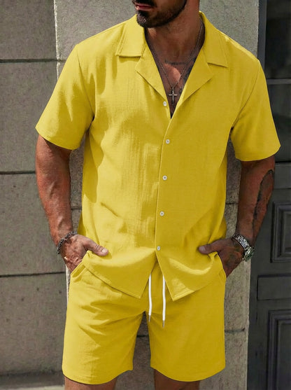 Mens Casual Shirt and Shorts Set